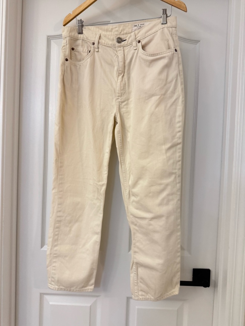 Rag & Bone Wren High Rise Slim Straight Jeans Ecru Beige Size 31 Women RN 103331